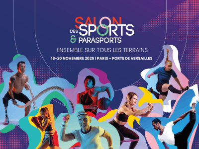 carré-bleu-1 Affiche du Salon des Sports et Parasports 2024 "Sur tous les terrains"